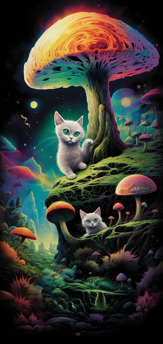 Psychedelic cat wallpaper for iphone androiid