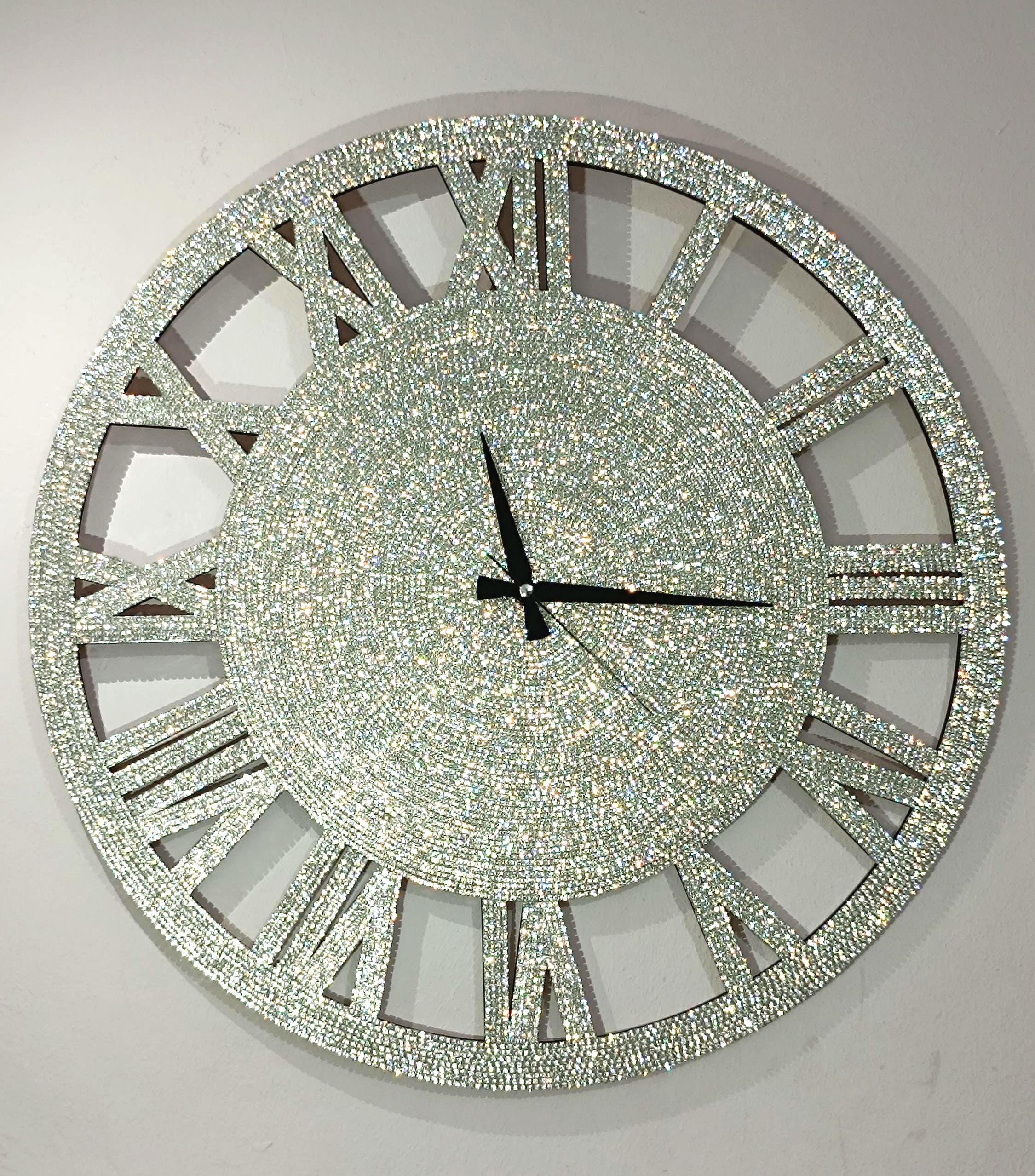 50 Cm (19 ınch),swarovski Crystal Wall Clock: Modern MDF Sparkle