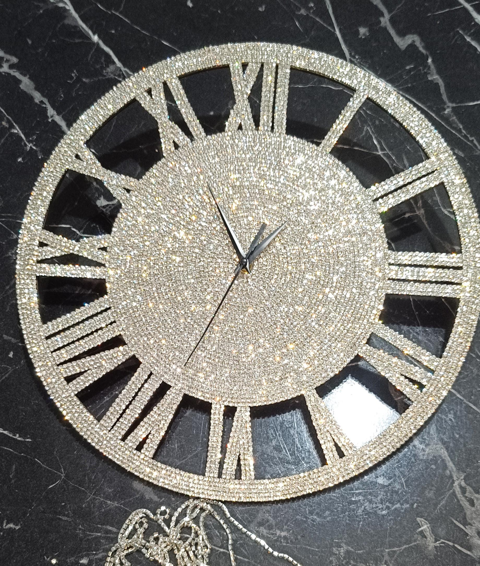 40 Cm (15 Inç) Swarovski Crystal Wall Clock, Glam Sparkle Design