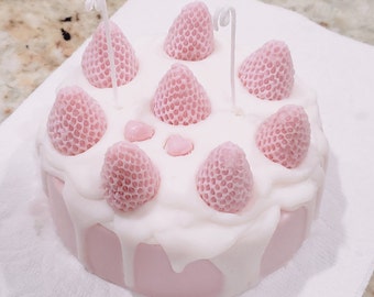 Strawberry Cream Cake Candle / Decor Candle / Dessert Candle