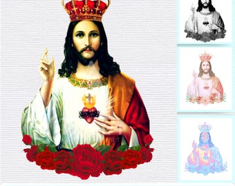 Sacred Heart of Jesus PNG Clipart Bundle (Digital Download)