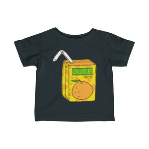SCATOLA DI SUCCO DI LIMONE Maglietta per bambini in jersey fine scatola di succo maglietta per bambini maglietta snack regalo per baby shower