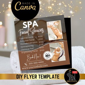 DIY Facial treatment Flyer, Beauty Services, Social Media Flyer, Spa Services Flyer, Facial Beauty Flyer, DIY Canva, Esthetician Flyer