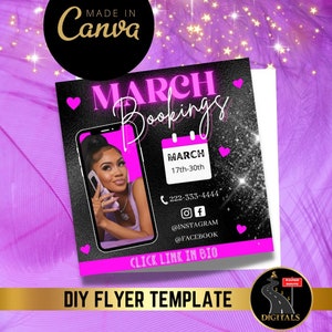 Booking Flyer, Editable Book Now Flyer, Appointments Available, Boutiques, Hair, Lashes , Nails, MakeUp, Cosmetics, Stylist, Canva Template
