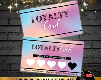 Loyalitätskartenvorlage, bearbeitbare Loyalitätskartenvorlage, Belohnungsprogramm DIY Beauty Business, Wimpern, Make-up, Nagel, Boutique