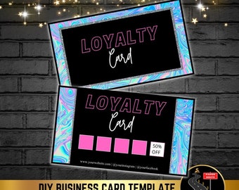 Loyalitätskartenvorlage, bearbeitbare Loyalitätskartenvorlage, Belohnungsprogramm DIY Beauty Business, Wimpern, Make-up, Nagel, Boutique
