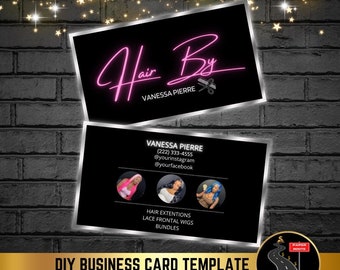 DIY Business Card Template, Editable Business Card, Made in Canva, Printable Business Card, Makeup Artist, MUA, Lash, Hair, Nails, Beauty