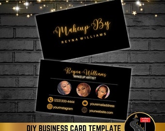 DIY Business Card Template, Editable Business Card, Made in Canva, Printable Business Card, Makeup Artist, MUA, Lash, Hair, Nails, Beauty