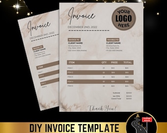 DIY Invoice Template, Editable Invoice Template, Canva Template, Printable Invoice, Simple Invoice, Microsoft Word Invoice, Receipt