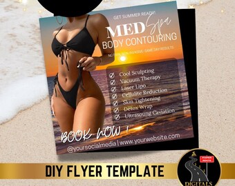 DIY Medspa Behandlung Flyer, Beauty Dienstleistungen, Social Media Flyer, Spa Dienstleistungen Flyer, Gesichtsschönheit Flyer, DIY Canva, Kosmetikerin Flyer