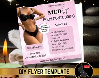 DIY Medspa Behandlung Flyer, Beauty Dienstleistungen, Social Media Flyer, Spa Dienstleistungen Flyer, Gesichtsschönheit Flyer, DIY Canva, Kosmetikerin Flyer