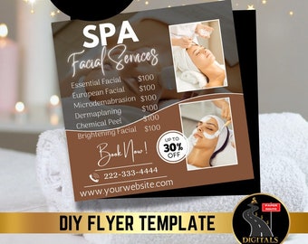 DIY Gesichtsbehandlung Flyer, Beauty Services, Social Media Flyer, Spa Services Flyer, Facial Beauty Flyer, DIY Canva, Esthetician Flyer