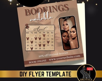 Buchungsflyer, bearbeitbarer Book Now Flyer, Vorlage für verfügbare Termine, DIY-Buchungsvorlage