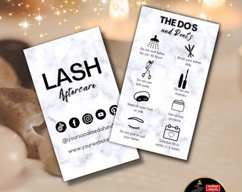 Wimpern Nachsorge Karten Vorlage, DIY Wimpern Pflege Karte, bearbeitbare Wimpern Visitenkarte, Wimpern Erweiterung Karte, Wimpern Pflege Karte