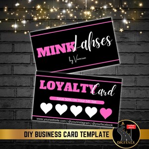Loyalty Card Template, Editable Punch Loyalty Card Template, Rewards Program DIY Beauty Business, Lash, Makeup, Nail, Boutique