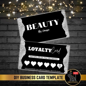 Loyalty Card Template, Editable Punch Loyalty Card Template, Rewards Program DIY Beauty Business, Lash, Makeup, Nail, Boutique