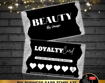 Loyalitätskartenvorlage, bearbeitbare Loyalitätskartenvorlage, Belohnungsprogramm DIY Beauty Business, Wimpern, Make-up, Nagel, Boutique