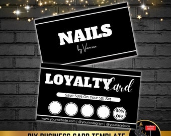 Loyalitätskartenvorlage, bearbeitbare Loyalitätskartenvorlage, Belohnungsprogramm DIY Beauty Business, Wimpern, Make-up, Nagel, Boutique