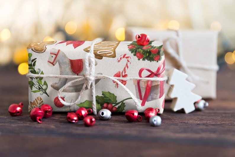 Papel de regalo de Papá Noel para Navidad: papel de regalo navideño ecológico para regalos perfectos imagen 2