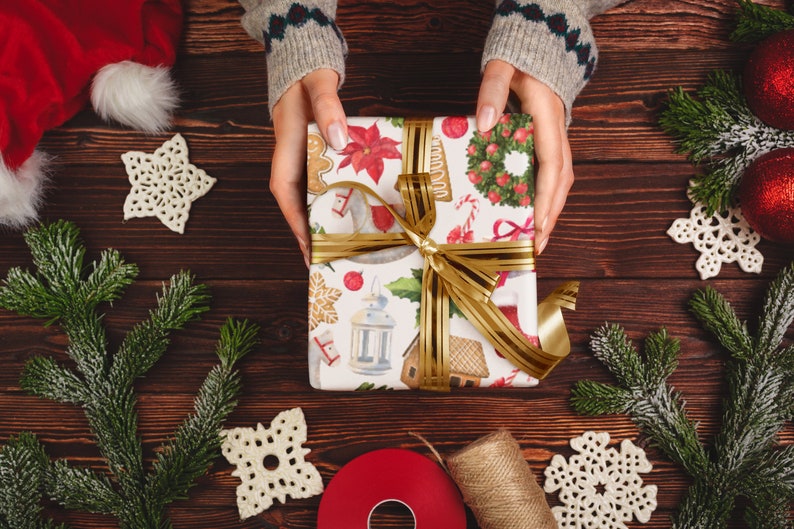 Papel de regalo de Papá Noel para Navidad: papel de regalo navideño ecológico para regalos perfectos imagen 3