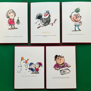Pack of 5 Christmas cards - Adult humour. Limited edition illustrations.