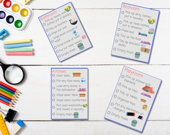 Kids Chore Chart Cards: Visual Daily Routine (Digital Download)