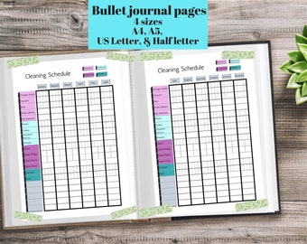 Printable Cleaning Tracker: Monthly Bujo Inserts (Digital Download)