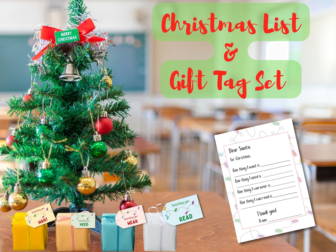 Christmas Gift Tag and Wish List Set, Printable Something You Want ...