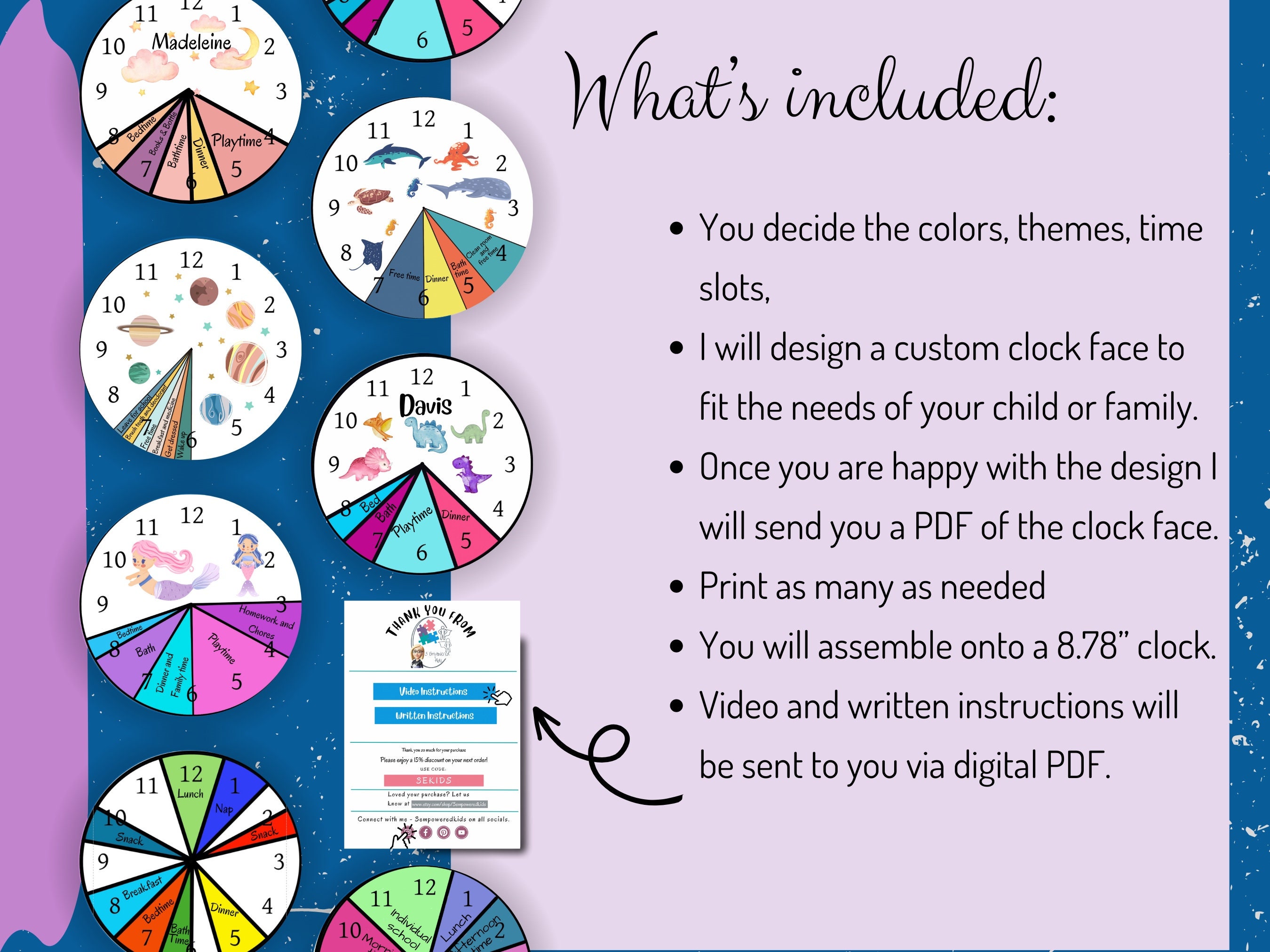 Personalized Kids Clock Face: Visual Schedule, Daily Routine (digital ...