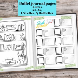 Book tracker, printable bujo tracker, journal insert, habit tracker printable, reading challenge, book lovers, planner pages, book shelf