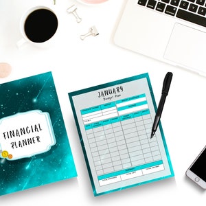 Planificador financiero, páginas semanales y mensuales, planificador de presupuesto, planificador financiero imprimible, planificador financiero, presupuesto anual, insertos de presupuesto