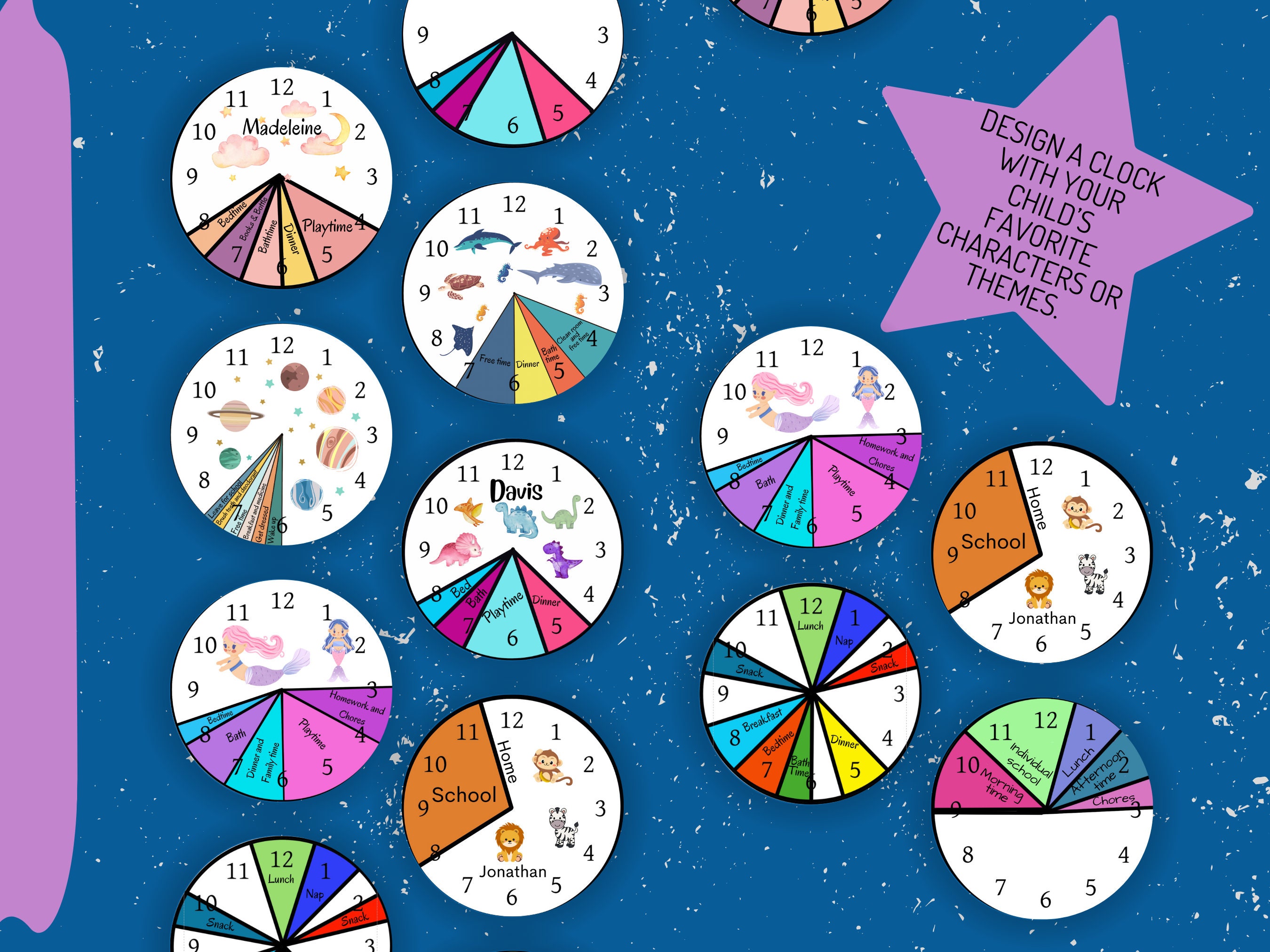 Personalized Kids Clock Face: Visual Schedule, Daily Routine (digital ...
