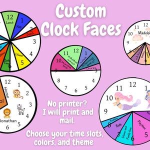 Personalized custom clock, 8.5x11” printed clock face, unique wall clocks, kids daily routine, household daily routines, modern wall clock