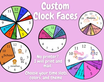 Personalized custom clock, 8.5x11” printed clock face, unique wall clocks, kids daily routine, household daily routines, modern wall clock