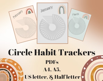 Boho Circle Habit Tracker: Tracker degli obiettivi stampabile (download digitale)