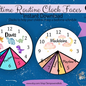 Bedtime Routine Clock Face | Visual Schedule for Toddler Sleep & Evening Routine | Custom Kid's Daily Routine