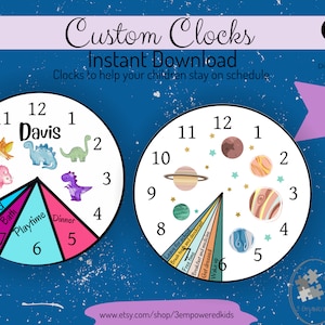 Personalized Custom Clock Face, Instant Download, Kid’s Daily Routine, Unique wall clock, Visual Schedule, Time Blocking, Summer Schedule