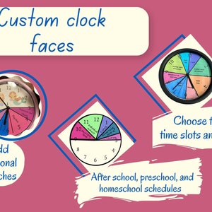 Clock schedule, customizable before school, homeschooling, or after school clocks, kids routine, visual schedule, ADHD kids, anchor chart