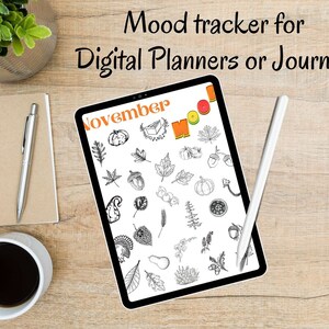 Digital Mood Tracker: 12 Month Bujo Journal Pages (PDF Download)