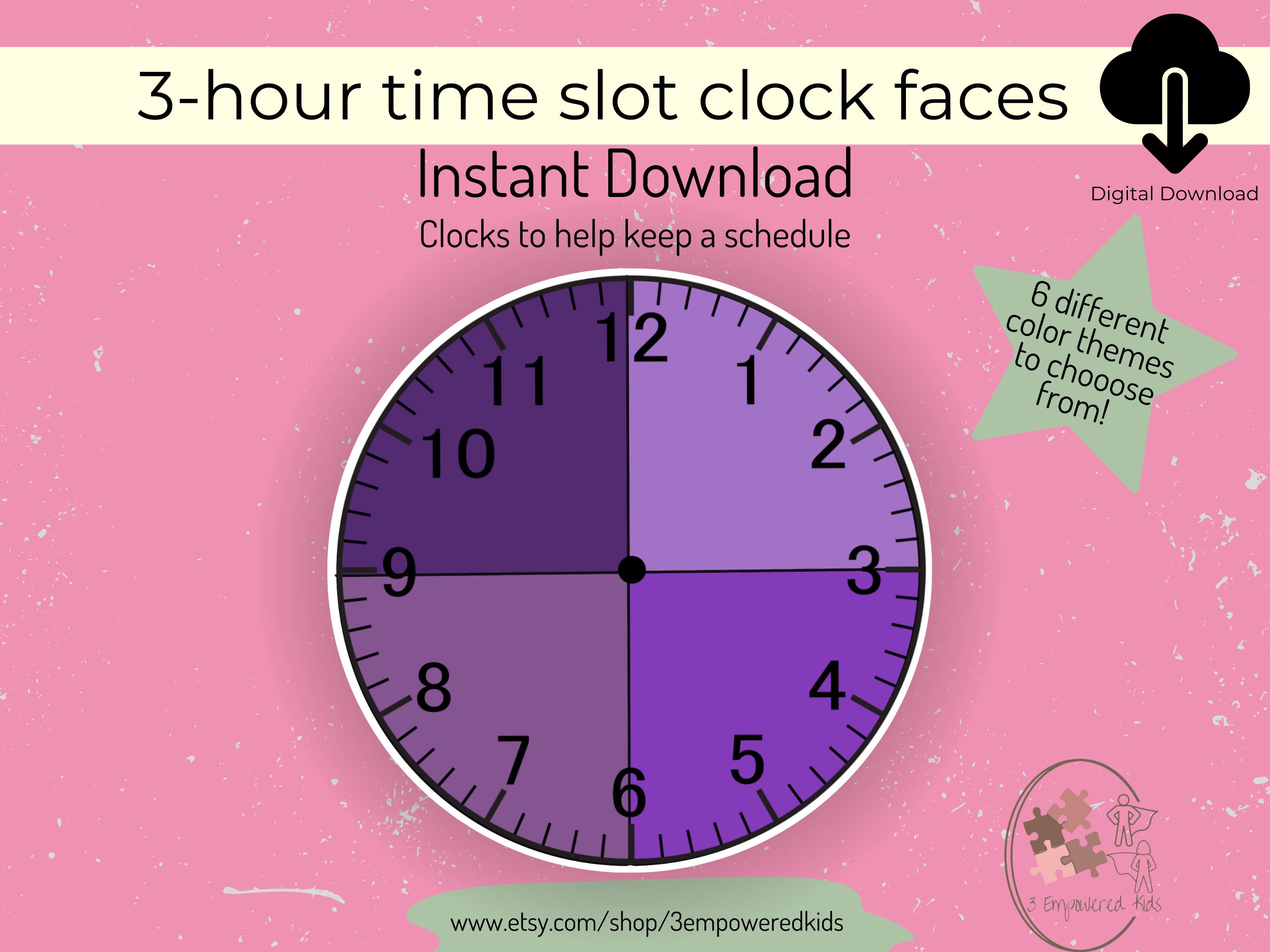 Hour Visual Custom Clock Face: 3-hour Visual Schedule (digital Download) - Etsy