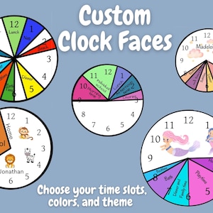 Personalized custom clock, unique wall clocks, kids daily routine, household daily routines, modern wall clock face, kids daily schedule