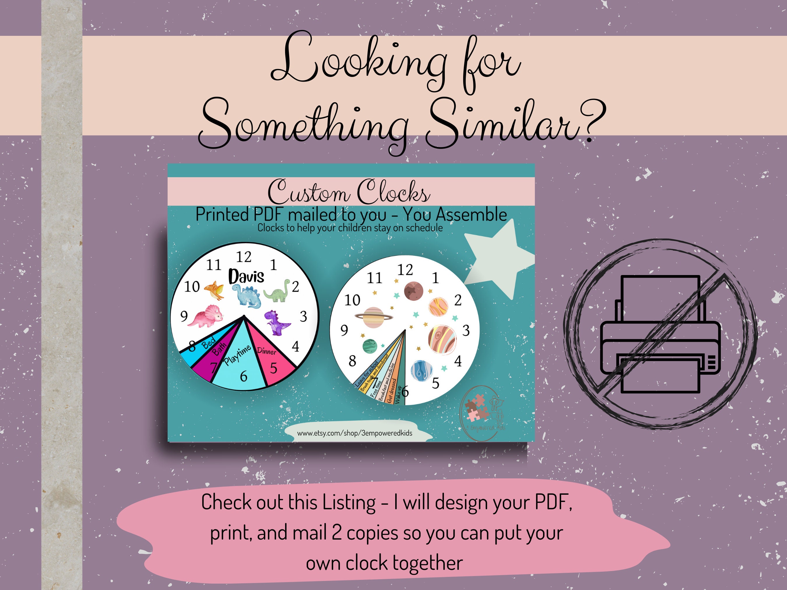 Personalized Custom Clocks, Visual Schedule for Home Work, Kids Daily