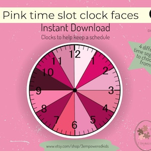 Custom Clock faces pink , unique wall clock, kid’s schedule, time blocking, visual schedule, summer break, 4 variations, instant download