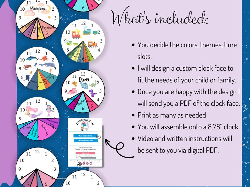 Bedtime Routine Clock Face, Visual Schedule, Custom Clock Face, Toddler