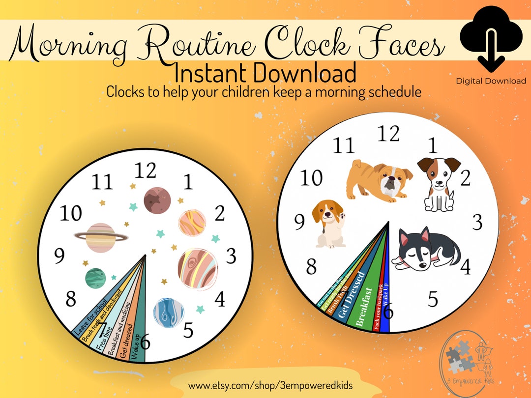 Custom Morning Routine Clock Face: Visual Schedule (PDF) - Etsy