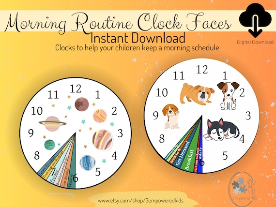 Custom Morning Routine Clock Face: Visual Schedule (PDF)