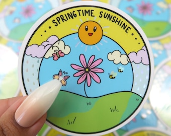 Springtime Sunshine Spring Seal Holographic Vinyl Sticker