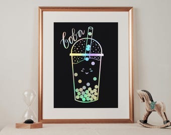 Happy Boba Foil Print