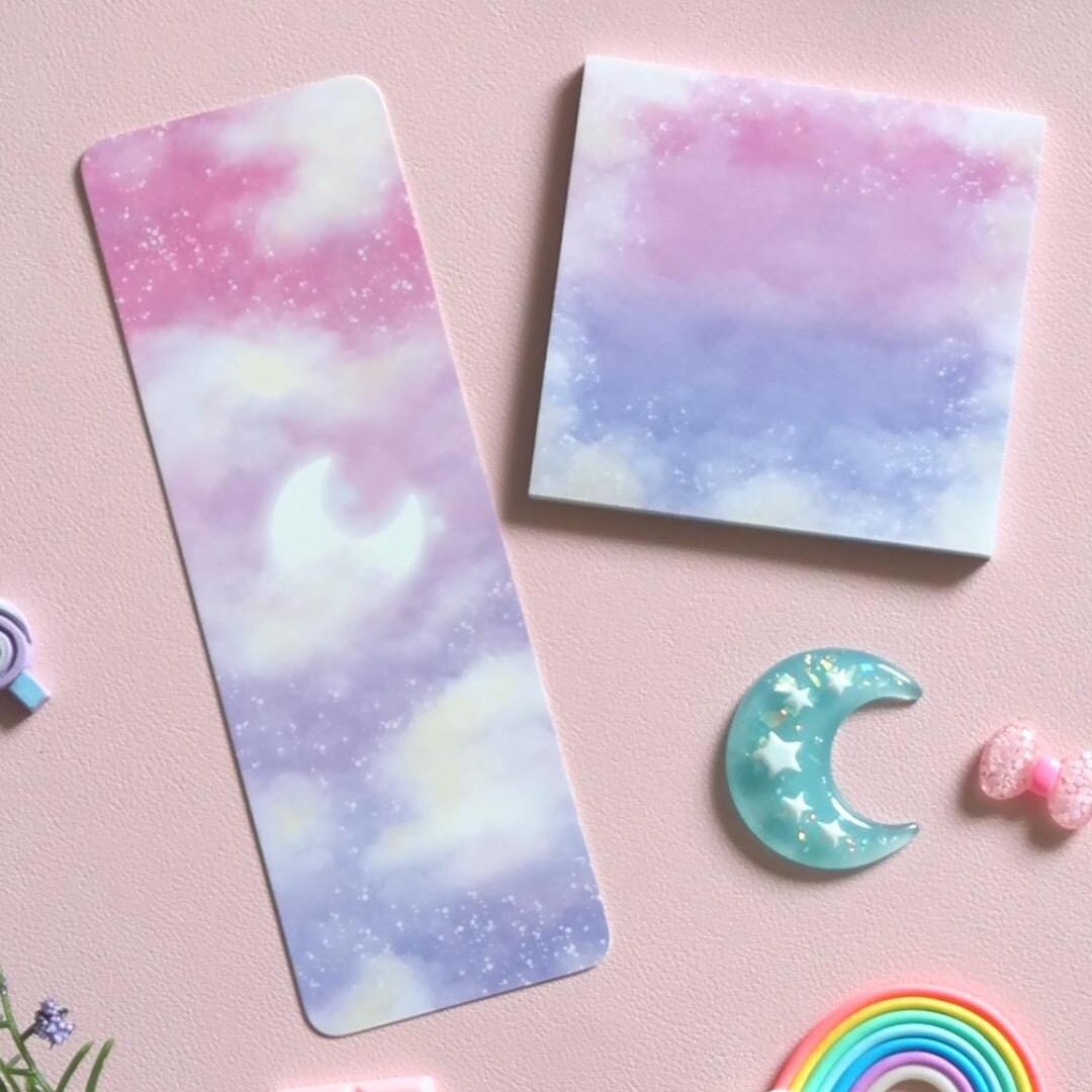 Bookmark Mini Notes Dreamy Sunset Bookmark & Sticky Notes Bundle - Etsy