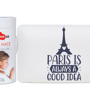 ProComf Travel and Camping Mate/Baby/Kid's/Teen's/Adult's Memory Foam Pillow-PARIS-NAVY BLUE